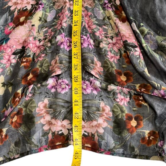 Feathers by Tolani Maxi Dress Sz M Clara Garden Floral Cement Gray Boho - Picture 11 of 15